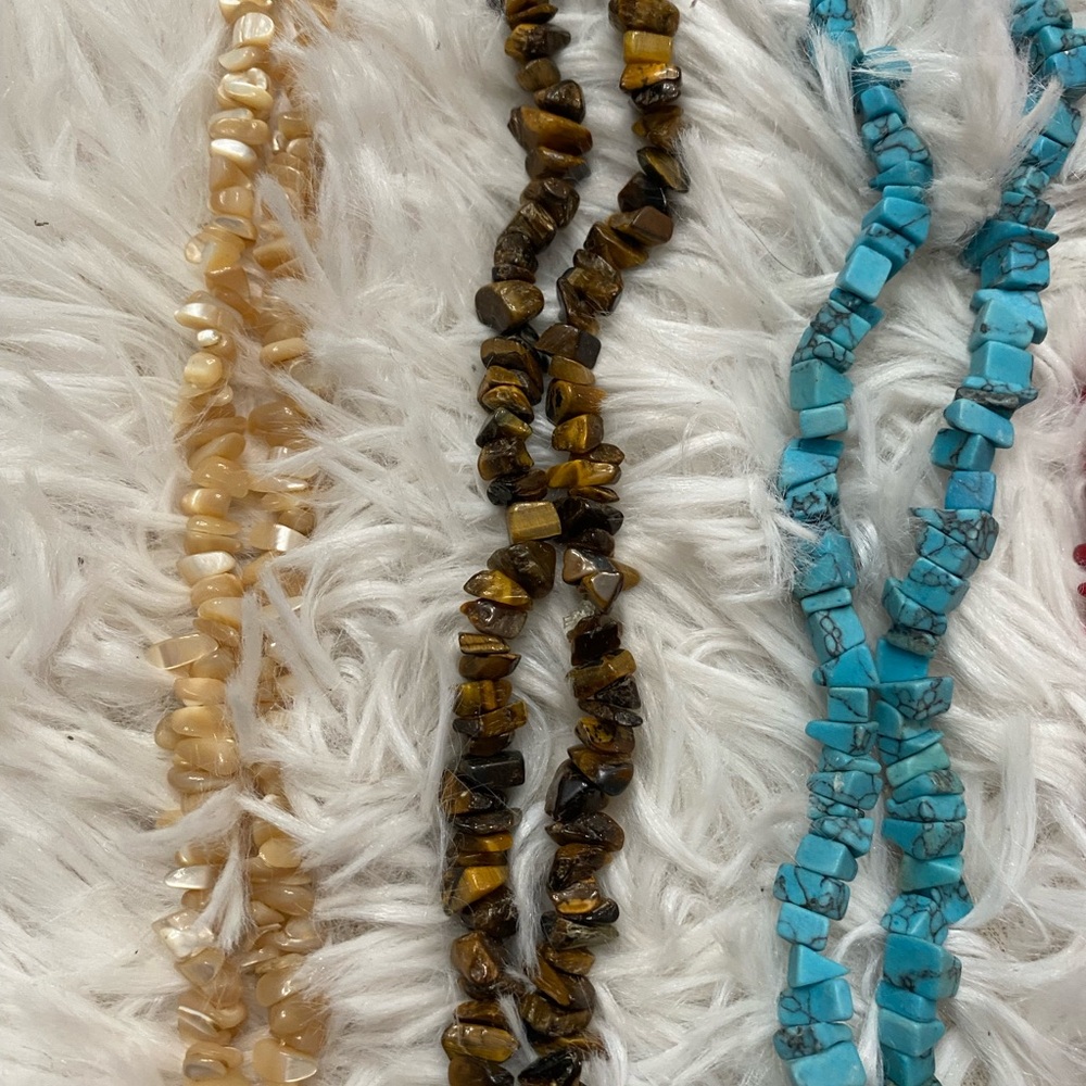 Natural Stone Chip beads - Beige, Brown, Turquoise